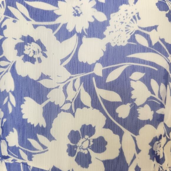 TOMMY HILFIGER Blue White Floral Print Halter Neck Sleeveless Fit & Flare Dress - Picture 8 of 9